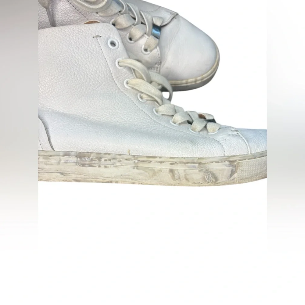 Frye Ivy High Top White Gray MARBLE soles RARE Designer Sneakers sz 8.5 used